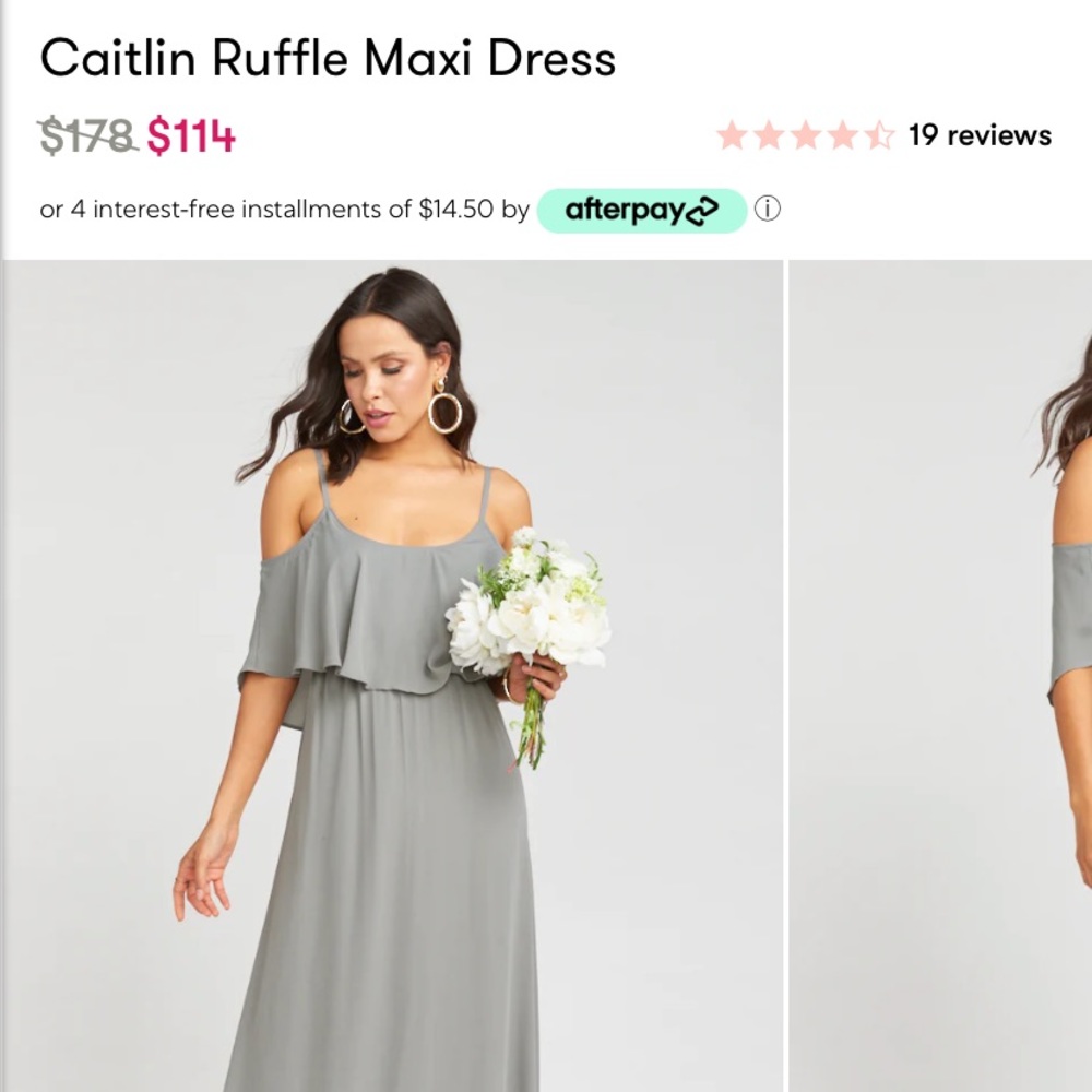 Show me your mumu bridesmaids dress - soft charcoal crisp- Caitlyn ruffle maxi